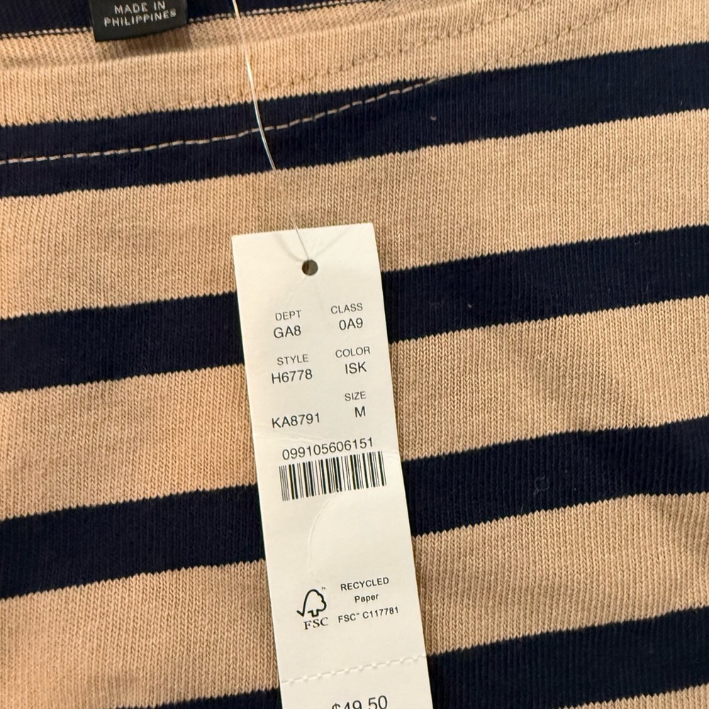 J. Crew Tan and Black Striped Top - Picture 2 of 2